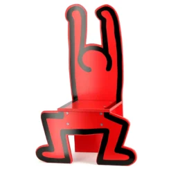 Chaise en bois, Rouge - Keith Haring