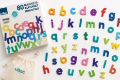 Coffret de magnets en bois, 80 lettres minuscules