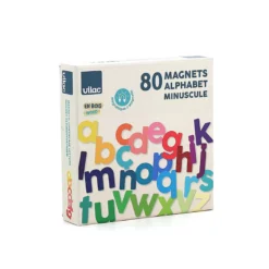 Coffret de magnets en bois, 80 lettres minuscules