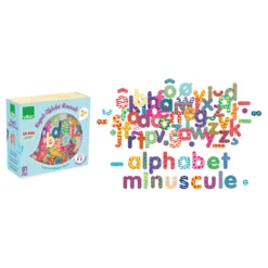 Coffret de magnets en bois, 81 lettres minuscules