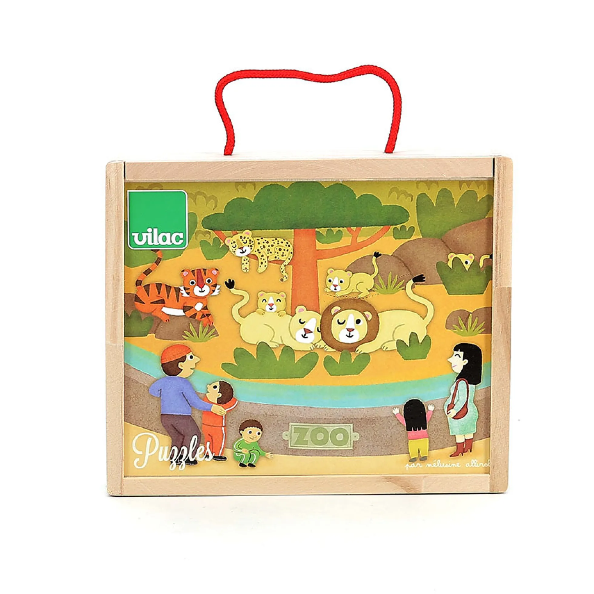 Coffret de 4 puzzles en bois, Les animaux du zoo - Mélusine Allirol