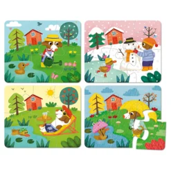 Coffret de 4 puzzles en bois, Les 4 saisons - Mélusine Allirol