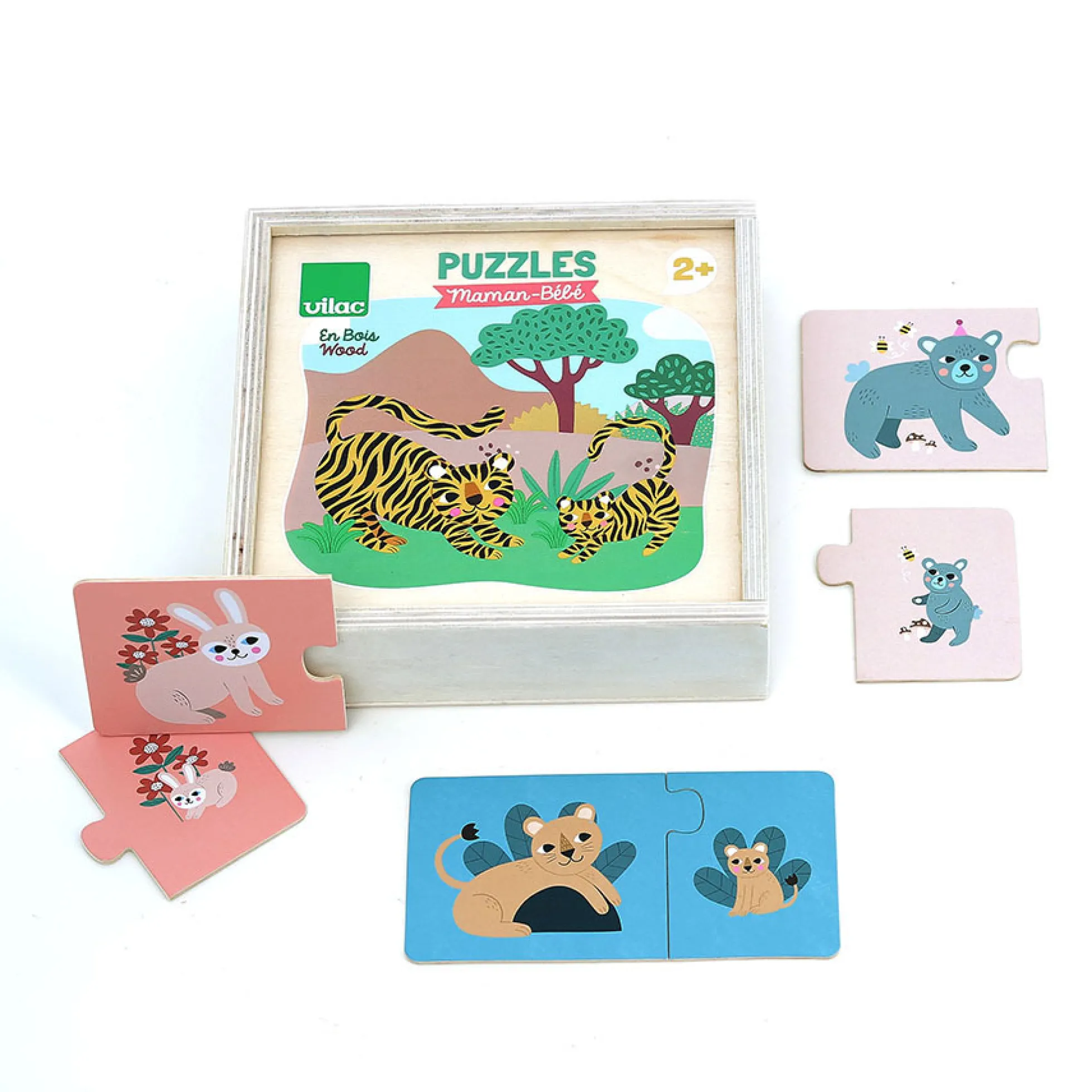 Coffret de 12 puzzles en bois, Maman-bébé - Michelle Carlslund
