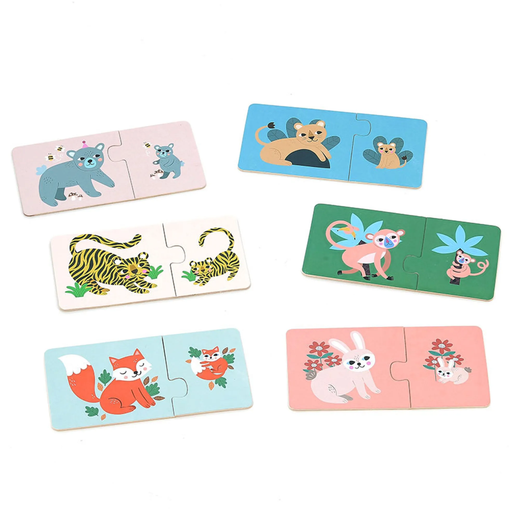 Coffret de 12 puzzles en bois, Maman-bébé - Michelle Carlslund