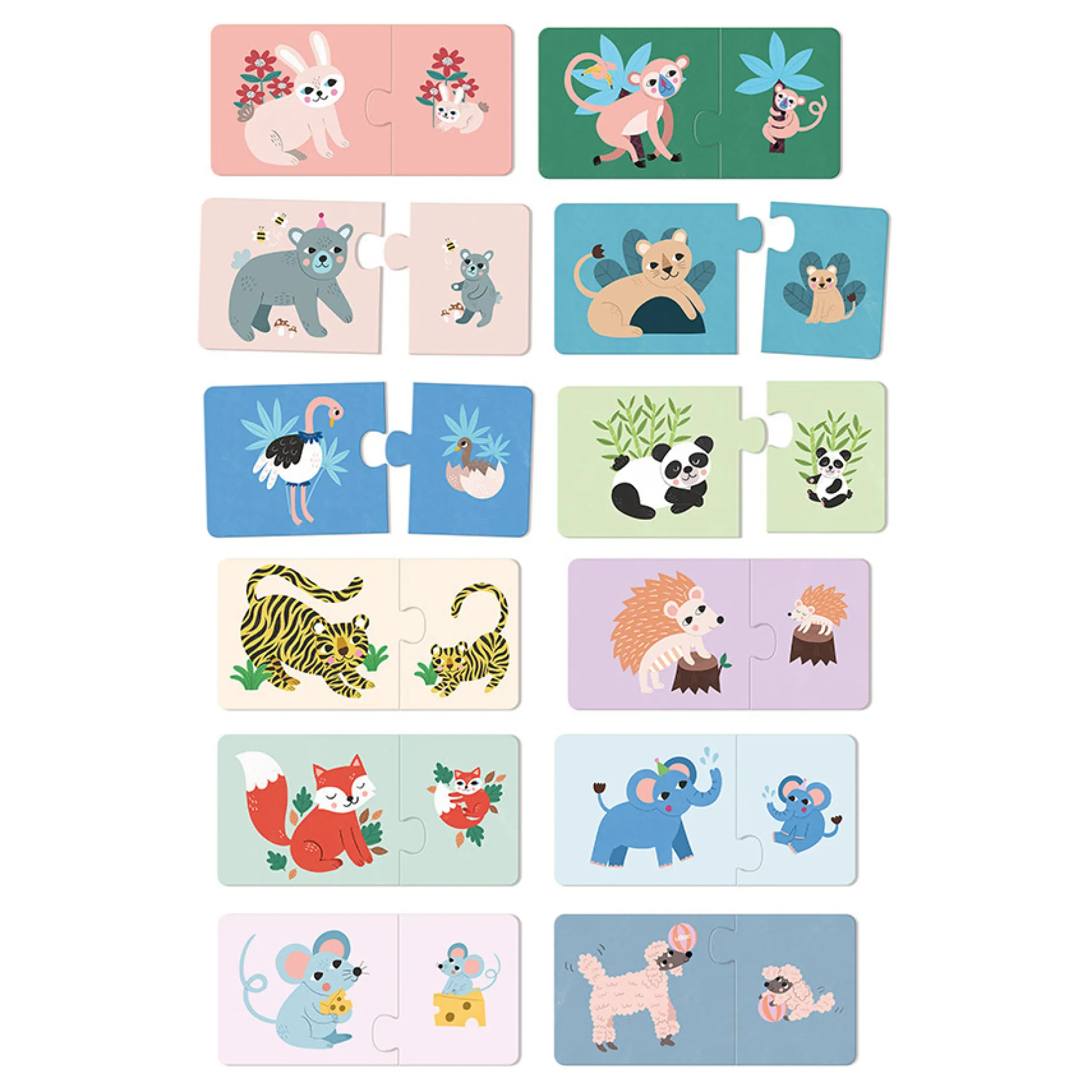 Coffret de 12 puzzles en bois, Maman-bébé - Michelle Carlslund