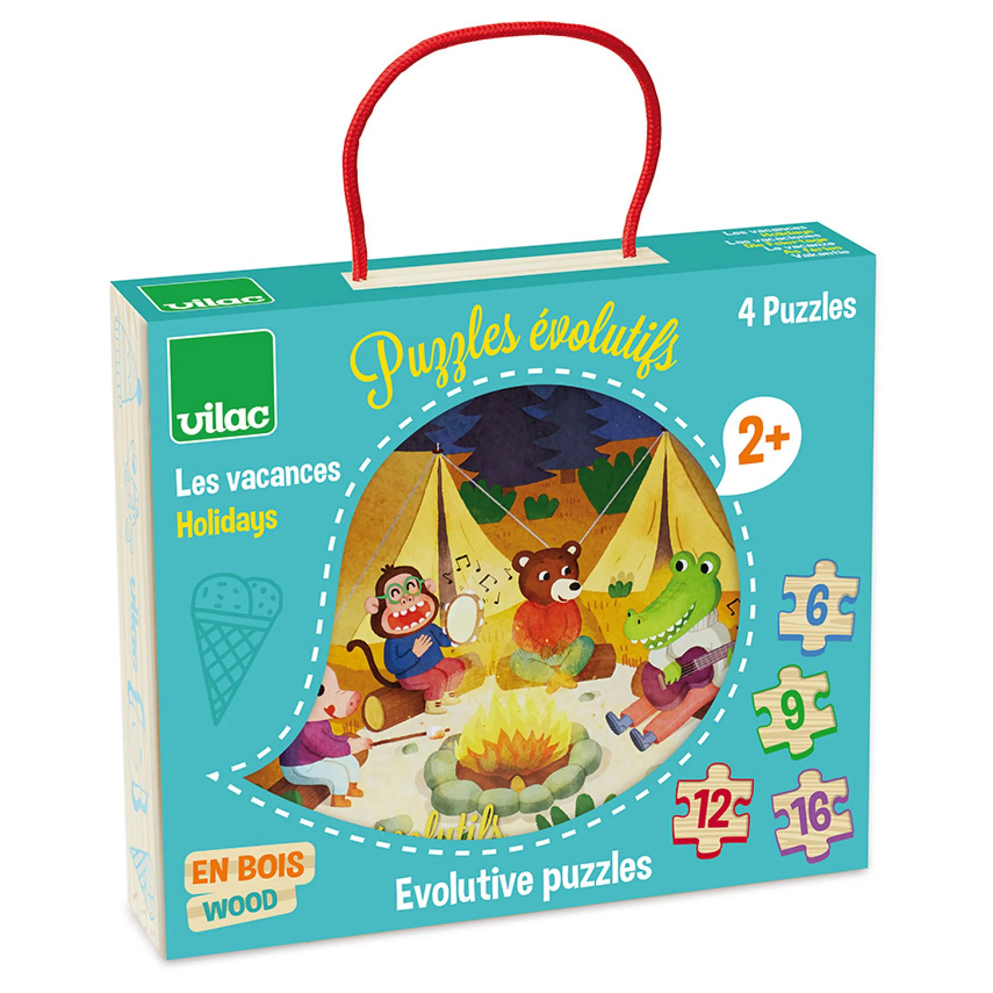 Coffret de 4 puzzles évolutifs en bois, Les vacances - Mélusine Allirol