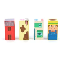Cubes sonores en bois, La ferme - Mélusine Allirol