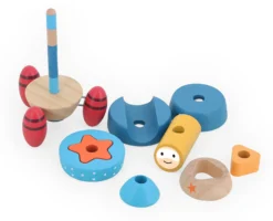 Empilable surprise Fusée en bois, jouet d’éveil