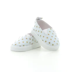 Espadrilles blanches avec étoiles dorées pour poupée 45 cm