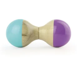 Hochet du Jura en bois, Turquoise et violet