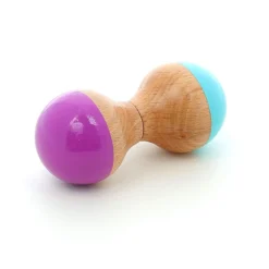 Hochet du Jura en bois, Turquoise et violet