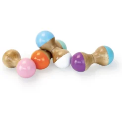 Hochet du Jura en bois, Turquoise et violet