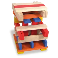 Jeu de construction en bois, Batibloc Color 100 planchettes
