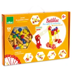 Jeu de construction en bois, coffret Batibloc