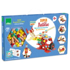 Jeu de construction en bois, coffret Batibloc Super