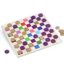 Jeu de dames multicolore en bois