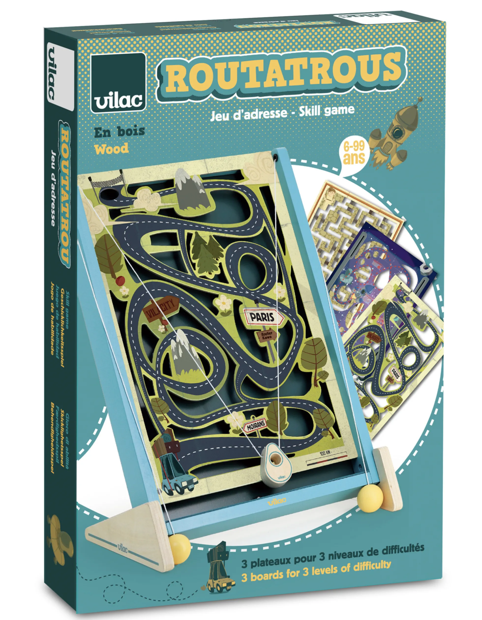 Jeu de labyrinthe à ficelles – 3 circuits interchangeables