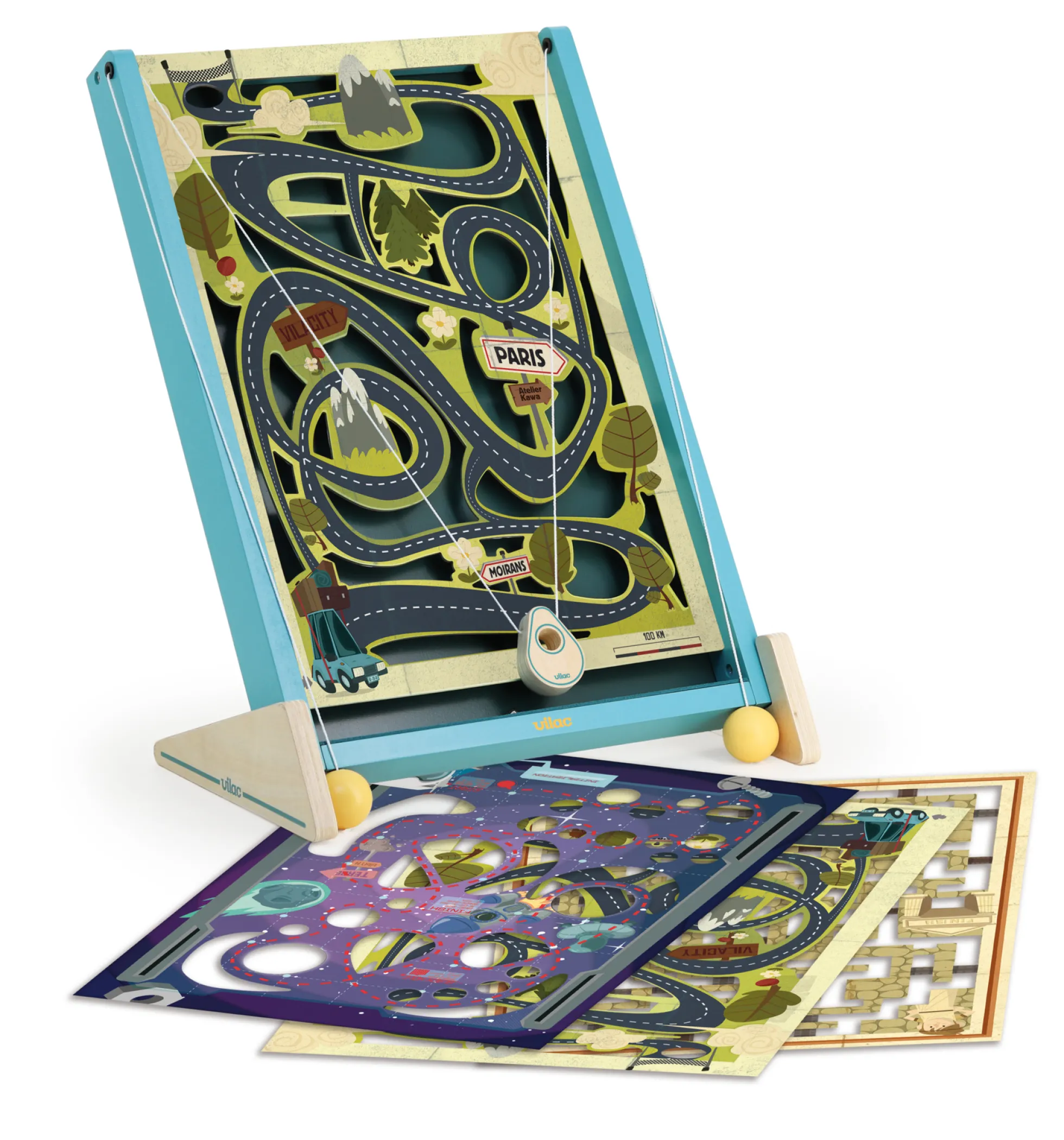 Jeu de labyrinthe à ficelles – 3 circuits interchangeables
