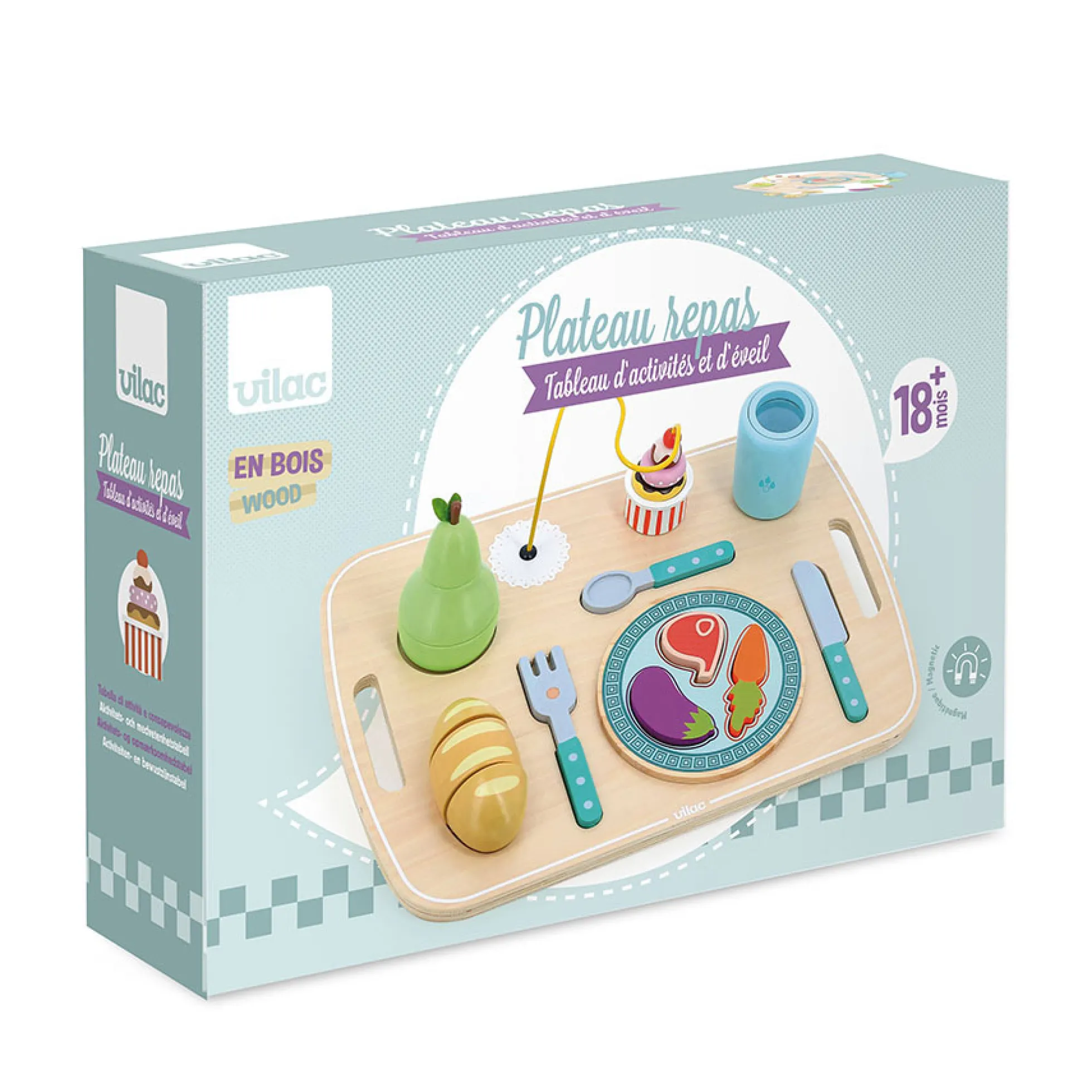 Jeu d’éveil en bois, Plateau repas multi-activités