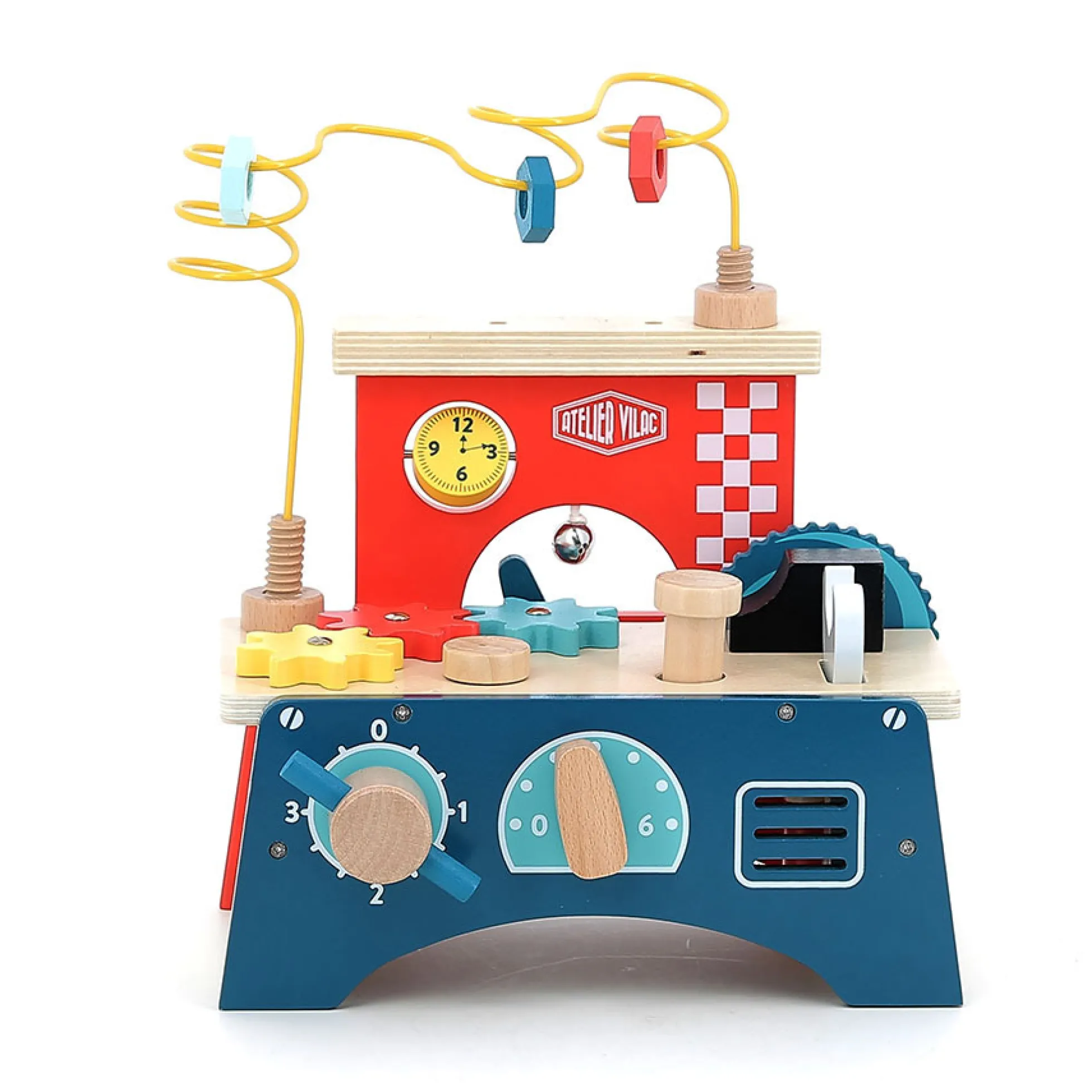 Jeu d’éveil en bois, Établi multi-activités