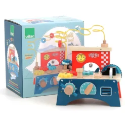 Jeu d’éveil en bois, Établi multi-activités