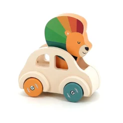 Jeu d’éveil en bois, Voiture klaxon Le lion - Andy Westface