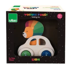 Jeu d’éveil en bois, Voiture klaxon Le lion - Andy Westface