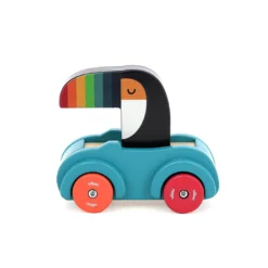 Jeu d’éveil en bois, Voiture klaxon Le toucan - Andy Westface