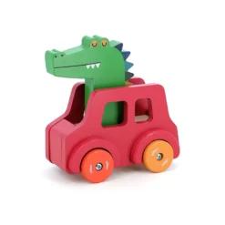 Jeu d’éveil en bois, Voiture klaxon Le crocodile - Andy Westface