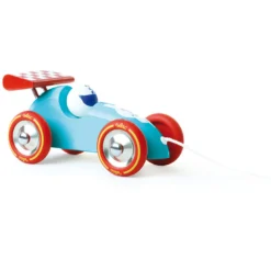 Jouet à tirer, Voiture de course - Turquoise-rouge
