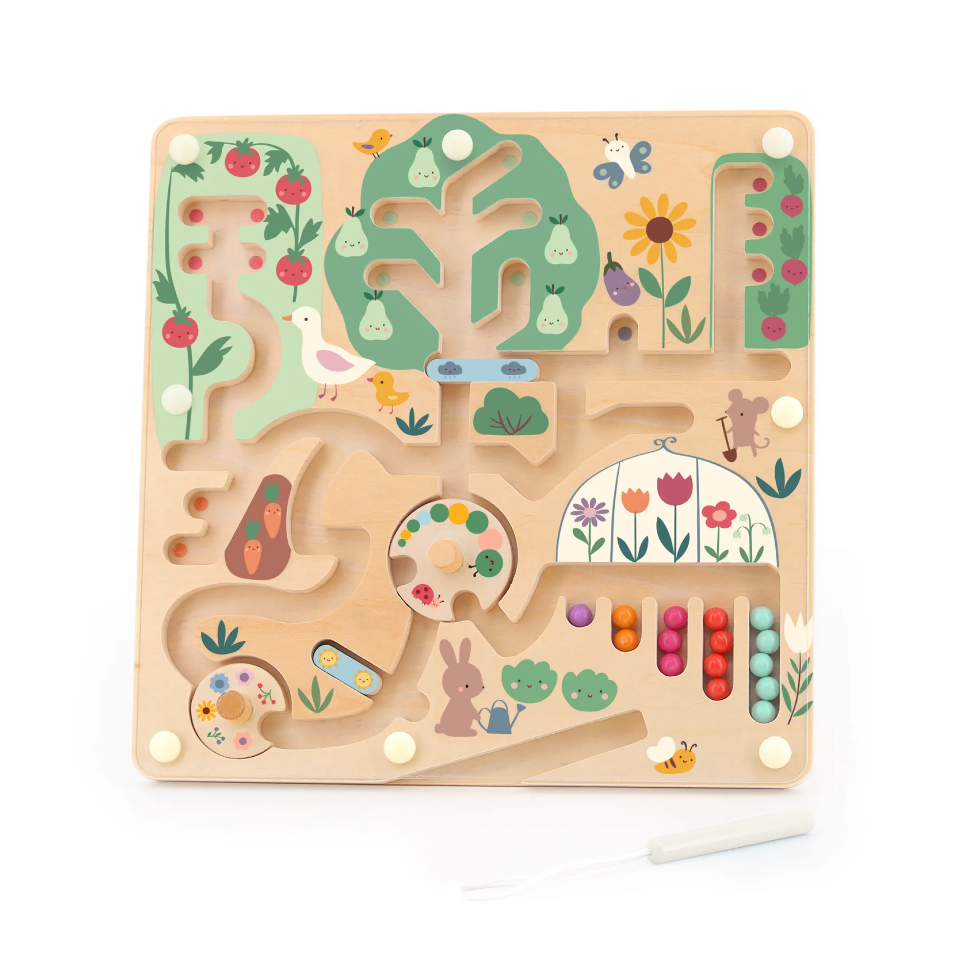 Labyrinthe magnétique en bois – Cueillette au jardin