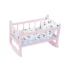 Lit bercelonnette en bois laqué rose panda pour poupée jusqu'à 40 cm