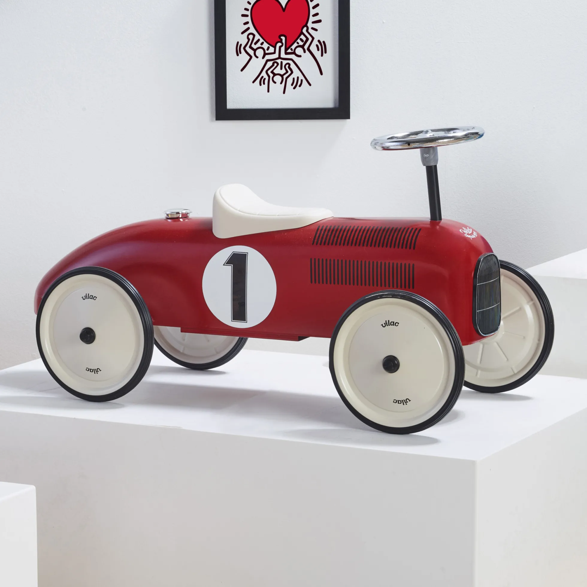 Porteur en métal, Vintage Rouge & Blanc crème
