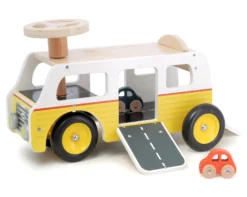 Porteur Van-garage en bois – avec rampes et voitures