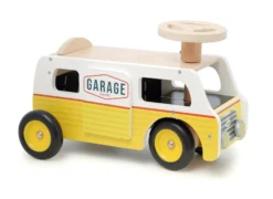 Porteur Van-garage en bois – avec rampes et voitures