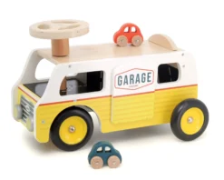 Porteur Van-garage en bois – avec rampes et voitures