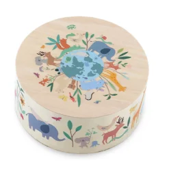 Tambour cajón en bois, Les animaux du monde - Sarah Betz