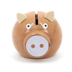 Tirelire cochon bois naturel-blanc