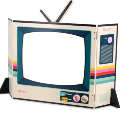 Télévision vintage en bois, jeu d’imitation et d’expression