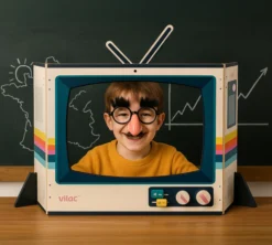 Télévision vintage en bois, jeu d’imitation et d’expression