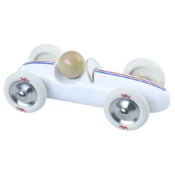 Voiture en bois, Grand prix vintage - Modèle medium blanc