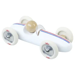 Voiture en bois, Grand prix vintage - Modèle medium blanc