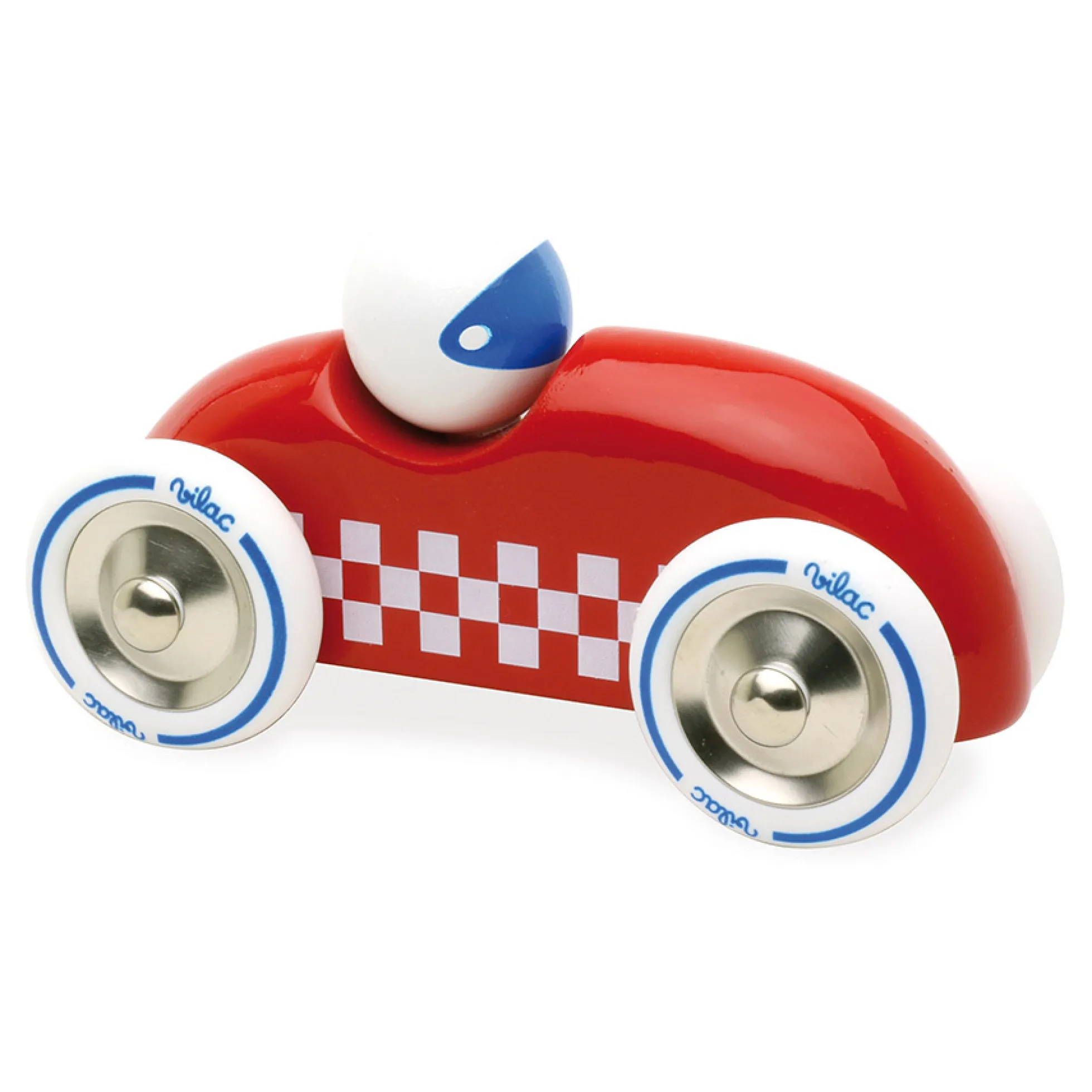 Voiture en bois, Rallye checkers - Grand modèle rouge