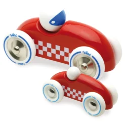 Voiture en bois, Rallye checkers - Petit modèle rouge